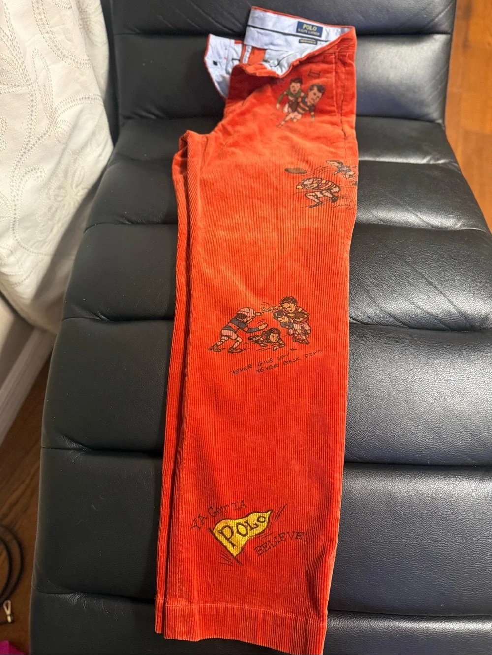 Polo by Ralph Lauren Red Corduroy Jeans with Sports Graphic